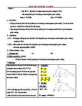 Giáo án tự chọn Toán 9 - Chủ đề II: Hệ thức lượng trong tam giác vuông - Tiết 1