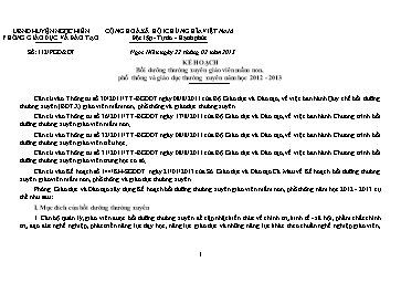 Kế hoạch Bồi dưỡng thường xuyên giáo viên mầm non, phổ thông và giáo dục thường xuyên năm học 2012 - 2013