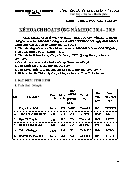 Kế hoạch hoạt động năm học 2014 – 2015 - Nguyễn Văn Mai