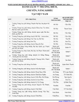 Tuyển tập Đề thi vào lớp 10 các trường chuyên - năng khiếu năm học 2013 - 2014 - Trần Trung Chính