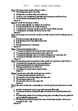 Câu hỏi trắc nghiệm ôn thi học kỳ I môn Sinh học Lớp 9