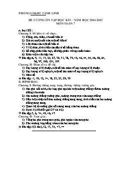 Đề cương Ôn tập học kỳ I Lớp 7 và 8 môn Toán học - Năm học 2014-2015 - Phòng GD và ĐT Tánh Linh
