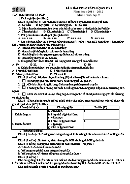 Đề kiểm tra chất lượng học kỳ I môn Sinh học Lớp 9 năm học 2011-2012 - Đề 04