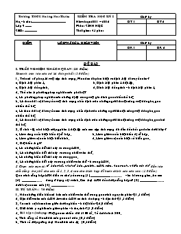 Đề kiểm tra học kỳ I môn Sinh học Lớp 9 - Trường THCS Hoàng Hoa Thám