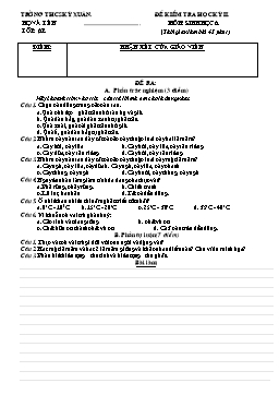 Đề kiểm tra học kỳ II môn Sinh học lớp 6 - Trường THCS Kỳ Xuân