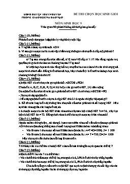 Đề thi chọn học sinh giỏi môn Sinh học Lớp 9 - Đề 14 - Phòng GD & ĐT Huyện Thủy Nguyên