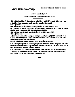 Đề thi chọn học sinh giỏi môn Sinh học Lớp 9 - Đề 8 - Phòng GD & ĐT Huyện Thủy Nguyên