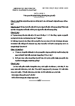 Đề thi chọn học sinh giỏi môn Sinh học Lớp 9 - Đề 9 - Phòng GD & ĐT Huyện Thủy Nguyên