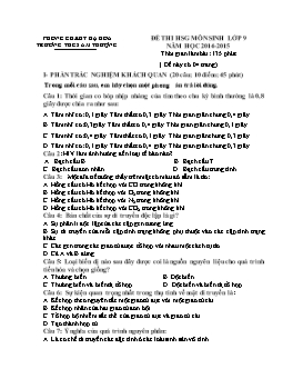 Đề thi chọn học sinh giỏi môn Sinh học Lớp 9 năm học 2014-2015 - Trường THCS Âm Thượng