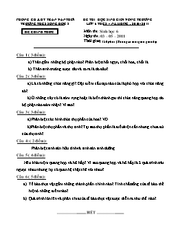 Đề thi chọn HSG vòng trường môn Sinh học lớp 6 năm học 2010-2011 - Trường THCS Sông Đốc 2
