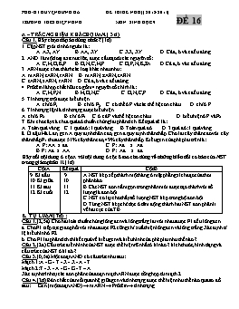 Đề thi đề nghị học kỳ I môn Sinh học Lớp 9 năm học 2012-2013 - Đề 16 - Trường THCS Điệp Nông