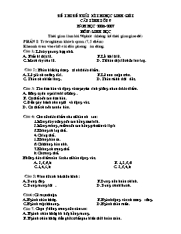 Đề thi đề xuất kì thi học sinh giỏi cấp tỉnh môn Sinh học Lớp 9