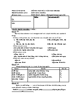 Đề thi học kì I môn Sinh học lớp 6 năm học 2009-2011 - Trường THCS AT C