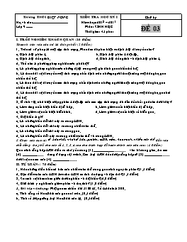 Đề thi học kỳ I môn Sinh học Lớp 9 năm học 2012-2013 - Đề 03 - Trường THCS Điệp Nông