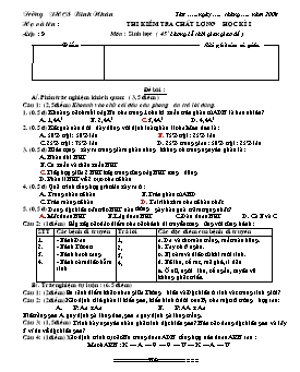 Đề thi kiểm tra chất lượng học kỳ I môn Sinh học Lớp 9 - Trường THCS Bình Nhân