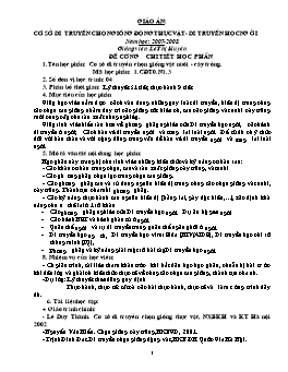 Giáo án Cơ sở di truyền chọn giống động thực vật - Di truyền người - Lê Thị Huyền