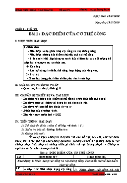 Giáo án dạy học Sinh học lớp 6 cả năm