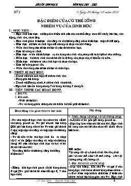 Giáo án dạy môn Sinh học 6 trọn bộ 70 tiết