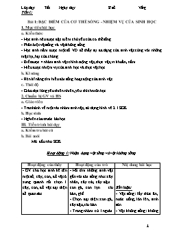 Giáo án dạy Sinh học lớp 6 bài 1 đến bài 24