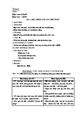 Giáo án dạy Sinh học lớp 6 học kỳ I