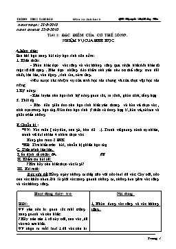 Giáo án dạy Sinh học lớp 6 năm học 2010-2011