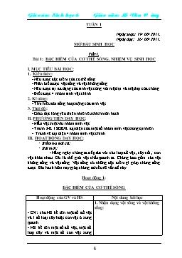 Giáo án giảng dạy Sinh học 6 cả năm - Năm học 2011-2012
