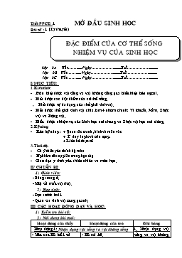 Giáo án giảng dạy Sinh học lớp 6 tiết 1 đến tiết 4