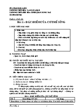 Giáo án Sinh học 6 cả năm - Trần Kim Liên