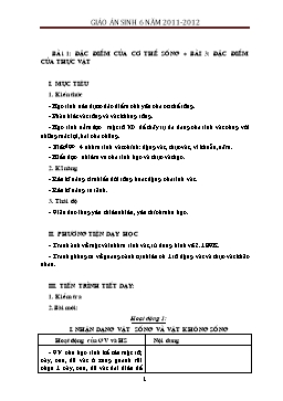 Giáo án Sinh học 6 chuẩn nhất