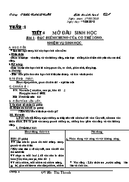 Giáo án Sinh học 6 - Chương trình cả năm - Năm học 2010-2011