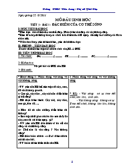 Giáo án Sinh học 6 - Chương trình cả năm - Năm học 2011-2012