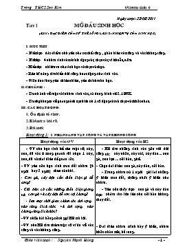 Giáo án Sinh học 6 hay nhất năm học 2011-2012