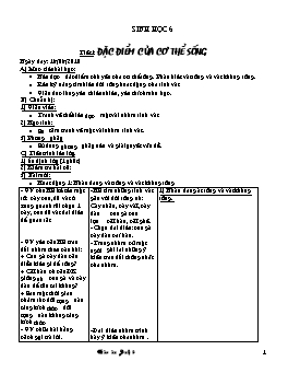 Giáo án Sinh học 6 học kì I năm 2011