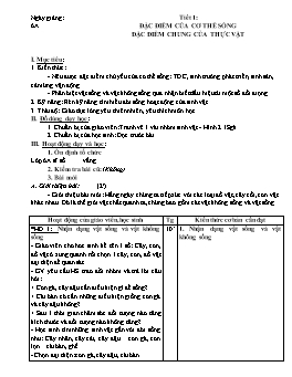 Giáo án Sinh học 6 tiết 1 đến tiết 15
