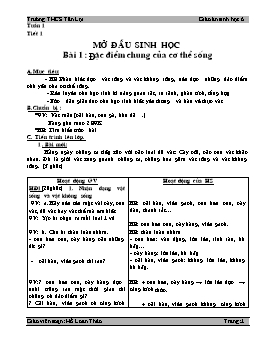 Giáo án Sinh học 6 tiết 1 đến tiết 33