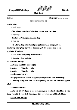Giáo án Sinh học 6 - Tiết 12 đến 18