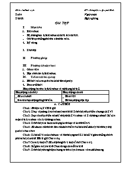 Giáo án Sinh học 6 - Tiết 20: Ôn tập - Năm học 2011-2012
