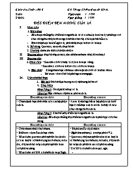 Giáo án Sinh học 6 - Tiết 22: Đặc điểm bên ngoài của lá - Năm học 2011-2012