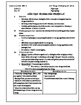 Giáo án Sinh học 6 - Tiết 23: Cấu tạo trong của phiến lá - Năm học 2011-2012