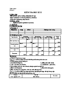 Giáo án Sinh học 6 - Tiết 67: Kiểm tra học kỳ II