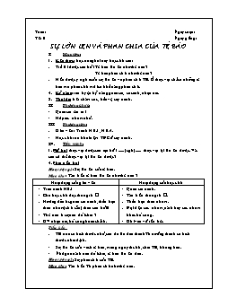 Giáo án Sinh học 6 - Tiết 8: Sự lớn lên và phân chia của tế bào - Năm học 2011-2012