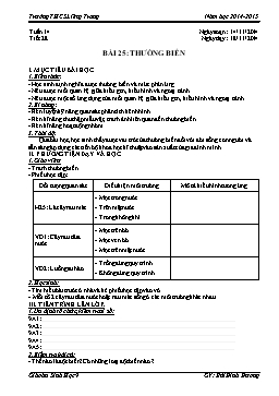Giáo án Sinh học 9 - Tiết 28: Thường biến - Năm học 2014-2015