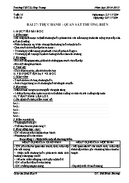 Giáo án Sinh học 9 - Tiết 30: Thực hành - Quan sát thường biến - Năm học 2014-2015