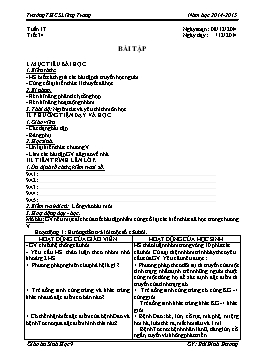 Giáo án Sinh học 9 - Tiết 34: Bài tập - Năm học 2014-2015