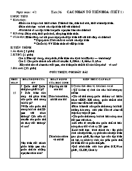 Giáo án Sinh học Lớp 12 - Tiết 36: Các nhân tố tiến hóa (Tiết 1)