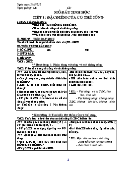 Giáo án Sinh học Lớp 6 - Chương trình cả năm - Năm học 2010-2011