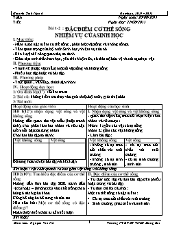 Giáo án Sinh học Lớp 6 - Chương trình cả năm - Năm học 2011-2012