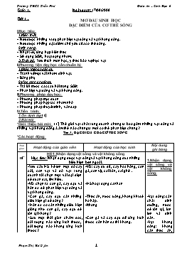 Giáo án Sinh học Lớp 6 - Học kỳ I - Năm học 2008-2009