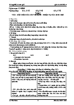 Giáo án Sinh học Lớp 6 - Tiết 1 đến 20 - Năm học 2011-2012