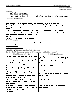 Giáo án Sinh học Lớp 6 - Tiết 1 đến 26 - Năm học 2012-2013